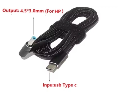 Кабель для зарядки ноутбука HP Type-c female to 4.5x3.0 blue pin male(Type-c-гнездо/4.5x3.0-штекер ) до PD100W