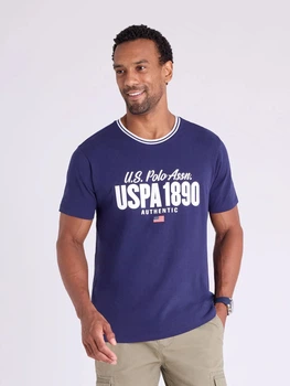 Футболка хлопковая длинная мужская U.S. Polo Assn 11Q0048-2X00A(Classic Navy) XL Синяя с принтом (786662475065)