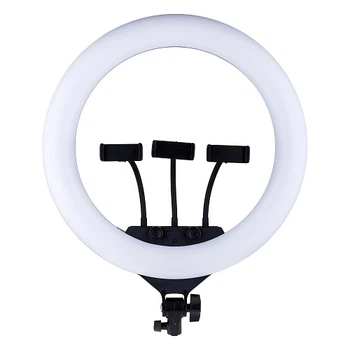 Кольцевая LED лампа RGB MJ45 Ring 45cm комплектация адаптер со встроенным кабелем, держатели для телефона, пульт, батарейки Black