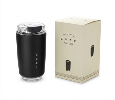 Термокружка в стиле SMEG Wall Mug с двойными стенками и поворотной крышкой Черная