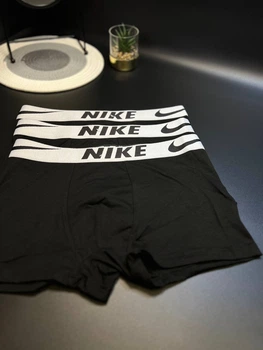 Чоловічі труси Чорні боксери з принтом Nike набір 3 шт. Black M