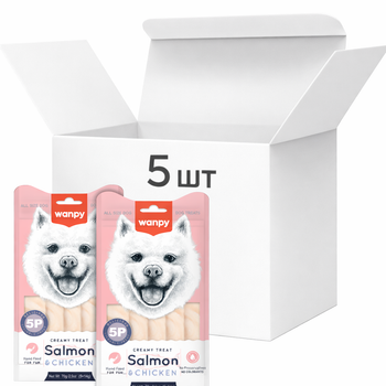 Жидкое лакомство для собак Wanpy Creamy Lickable Treats Salmon&Chicken лосось курица (RA-745)