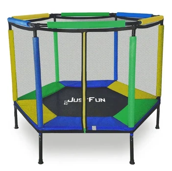 Батут-Манеж для детей 140 см Just Fun TRIO разноцветный, с наружной сеткой