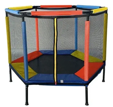 Батут-Манеж для детей 140 см Just Fun MULTICOLOR разноцветный, с наружной сеткой