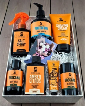 Подарунковий набір для чоловіків Barber Blend 7 в 1 — чоловіча косметика для бороди, волосся й тіла