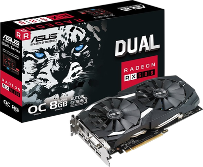 Видеокарта AMD Radeon RX 580 8GB Asus Dual OC (DUAL-RX580-O8G) Б/У