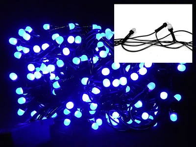 Гирлянда LED 100LED круглая матовая лампа синий черный провод для украшения интерьера и праздников