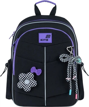 Рюкзак шкільний Kite 771S для дівчинки Чорний 36x25x12см 12 л легкий Ортопедичний 1-4 клас спинка Ergo Kids (K26-771S-2)