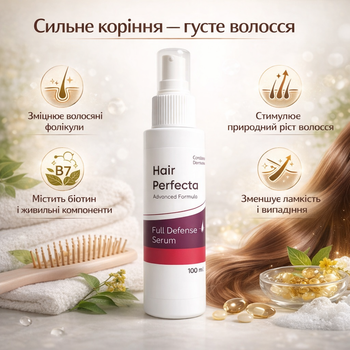 Спрей від випадання волосся Hair Perfecta 100 мл засіб для зміцнення коріння та росту волосся з біотином