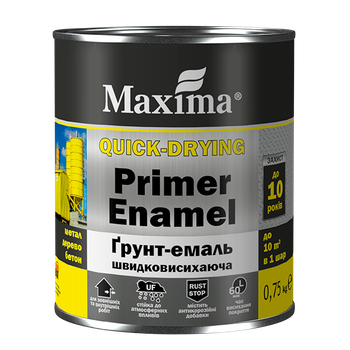 Ґрунт-емаль Maxima швидковисихаюча 0,75кг біла глянцева