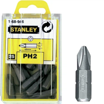 Біта STANLEY з шестигранним хвостовиком 1/4" Ph2, L=25мм, 25шт. (1-68-946)