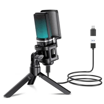 USB мікрофон ZealSound A68 RGB 192kHz/24bit — конденсаторний кардіоїдний для стриму, YouTube, Twitch, PS5, PS4, ПК
