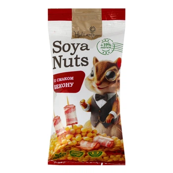 Насіння сої смажене SoyaNuts зі смаком бекону ТМ Helianthus, 50 гр
