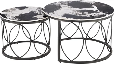Набір столиків Halmar Alexandra Чорний мармур 2 шт (5905248129412)