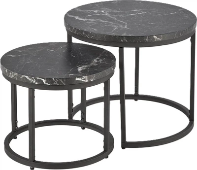 Набір столиків Halmar Oreo Чорний мармур 2 шт (5905248129641)