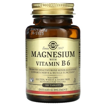 Магній з витамином В6 Solgar (Magnesium Vitamin B6) 133.3 мг8.3 мг 100 таблеток (SOL-01720)