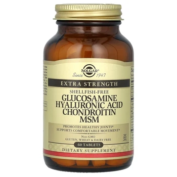 Глюкозамін та Хондроїтин з MCМ та Гіалуроновою кислотою Solgar (Glucosamine Hyaluronic Acid Chondroitin MSM) 60 таблеток (SOL-01316)