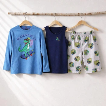 Пижама дино для мальчика детский комплект для дома 3в1 128 см (7-8Y) Primark
