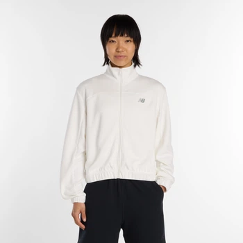 Жіноча біла спортивна кофта New Balance Sport Double Knit Full Zip 34 (XS) (WJ615371SST)