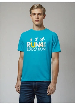 Футболка спорт H&M XL Голубой 31-0466_бел.надписи