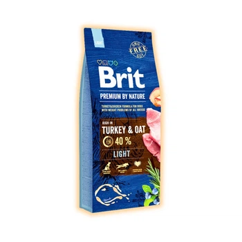Сухой корм Brit Premium с индейкой для взрослых собак всех пород с избыточным весом, 15 кг