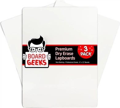 Доска, Board Geeks, DELB, Белый, 3-Pack 9x12 дюймов двусторонняя сухостираемая для детей и учителей, офиса