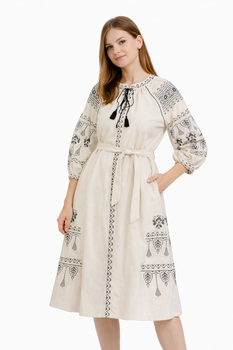 Стильна жіноча сукня-вишиванка бежева (one size)