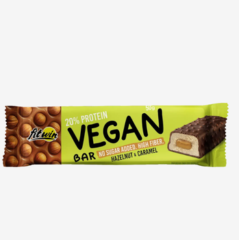 Батончик протеиновый без сахара фундук и карамель Vegan Bar 20%, FitWin, 50 г