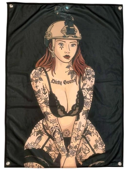 Банер флаг военный Девочки Dirty Goon тактический на люверсах 100×70 см