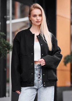 Жіночий бомбер Staff lexo black oversize S (HH0758)