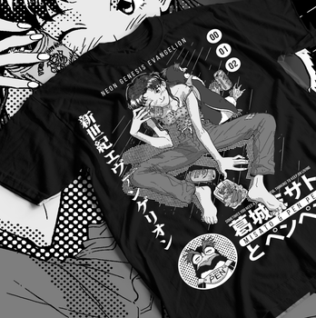 Футболка мужская аниме Евангелион оверсайз (S/M/L) Черний AnimeJ0018
