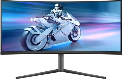 Монитор TFT 34" Philips 34M2C6500, QD-OLED, UWQHD, 175hz, изогн, 2xHDMI, DP, USB-hub, HAS, синевато-серый