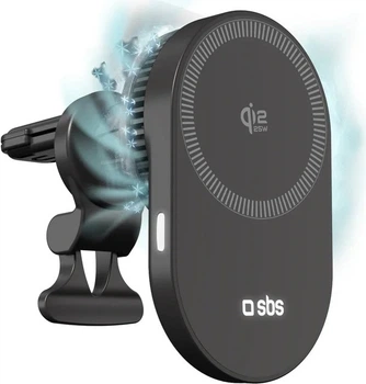 Uchwyt samochodowy do telefonu SBS 25W Qi2.2 Magnetic Charging Black (TESUPPVENTWIRQI225W)