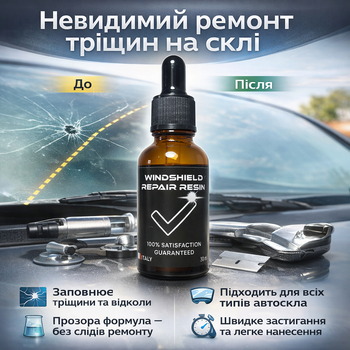 Полимер клей для ремонта стекол Windshield Repair Resin 30 мл для автостекол и заполнения трещин