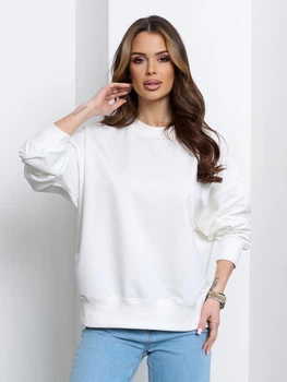 Толстовка свитшот оверсайз однотонная молодежная ISSA PLUS 15551 XL молочная (issa2007682794089)