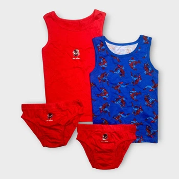 Комплект білизни Primark набір білизняний майка 2 шт. + труси 2 шт. SpiderMan Людина Павук Спайдер Мен 110 см (4-5 років) синій, червоний