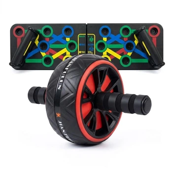 Переносний комплект для тренувань Push Up Rack дошка для віджимань та фітнес колесо