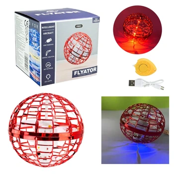 Летающий шар игрушка Flyator Trendy Toys 10см сфера с подсветкой реагирует на движения рук, красный 368