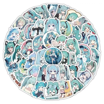 Наклейки 50 шт Hatsune Miku аниме для ноутбука гитары телефона чемодана блокнота Хацунэ Мику водонепроницаемые Кавайные игрушки (b66)