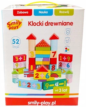 Klocki drewniane Smily Play w różnych kształtach 52 elementy SPW84941 (5905375849412)