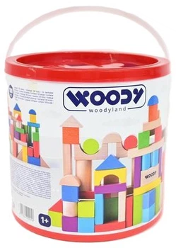 Klocki drewniane Woodyland w wiaderku 100 elementów 09056 (8591864909056)