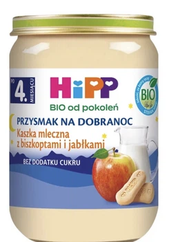 Молочна каша HiPP BIO на добраніч з печивом та яблуками 190 г (з 4 місяців)
