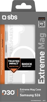 Etui plecki SBS Extreme D30 Case with MagSafe do Samsung Galaxy S26 Transparent (TED3OMAGCOVSAS26)