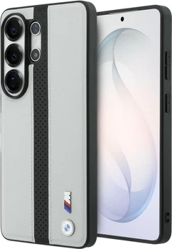 Etui BMW Perforated Stripe Logo MagSafe do Samsung Galaxy S26 Ultra Grey/Black (BMHMS26L25PCPSGK)