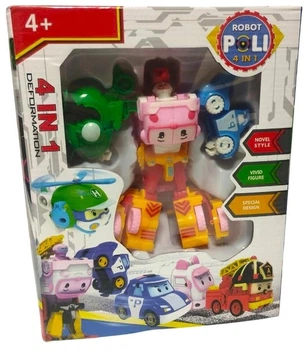 Игровой набор XG 245 Star Toys Трансформер робот Робокар Поли, 3 машинки, вертолёт, высота робота – 16 см, в коробке (6984994210055)