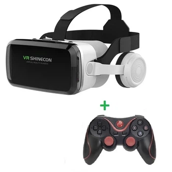 VR Очки виртуальной реальности VR SHINECON G04DBS Bluetooth соединения для смартфонов 5.5-7,2"+ джостик Terios X3 Black