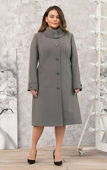 Демісезонне пальто з турецького кашеміру Lady Prestige Л614 52 сіро-беж