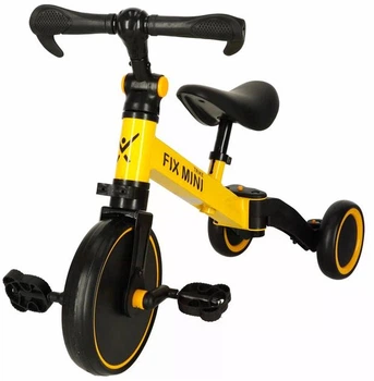 Трехколесный беговел, велосипед Ikonka Trike Fix Mini 8" 3в1 желтый