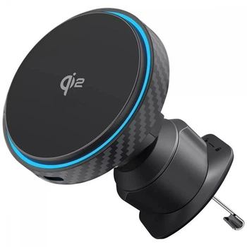 Автодержатель с беспроводной зарядкой Proove Graphite Circle Qi2 15W Black