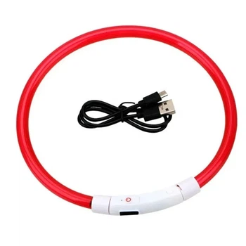 Світлодіодний LED нашийник для собак Supretto із зарядкою USB, червоний (94160001)